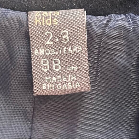 Zara Kids Navy Blue Wool Double Breasted Peacoat Toddler Girls Size 2y-3y Winter - Picture 4 of 5